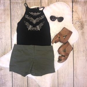 Embroidered High Neck Swing Tank